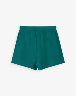 Short large taille haute en gaze de coton emeraude Wasabi
