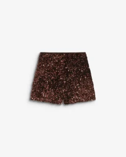 Short à sequins droit doublé chocolat Bowie