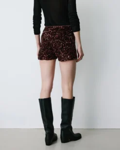 Short à sequins droit doublé chocolat Bowie
