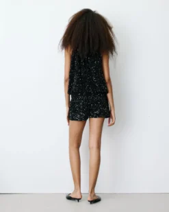 Short à sequins droit doublé noir Bowie