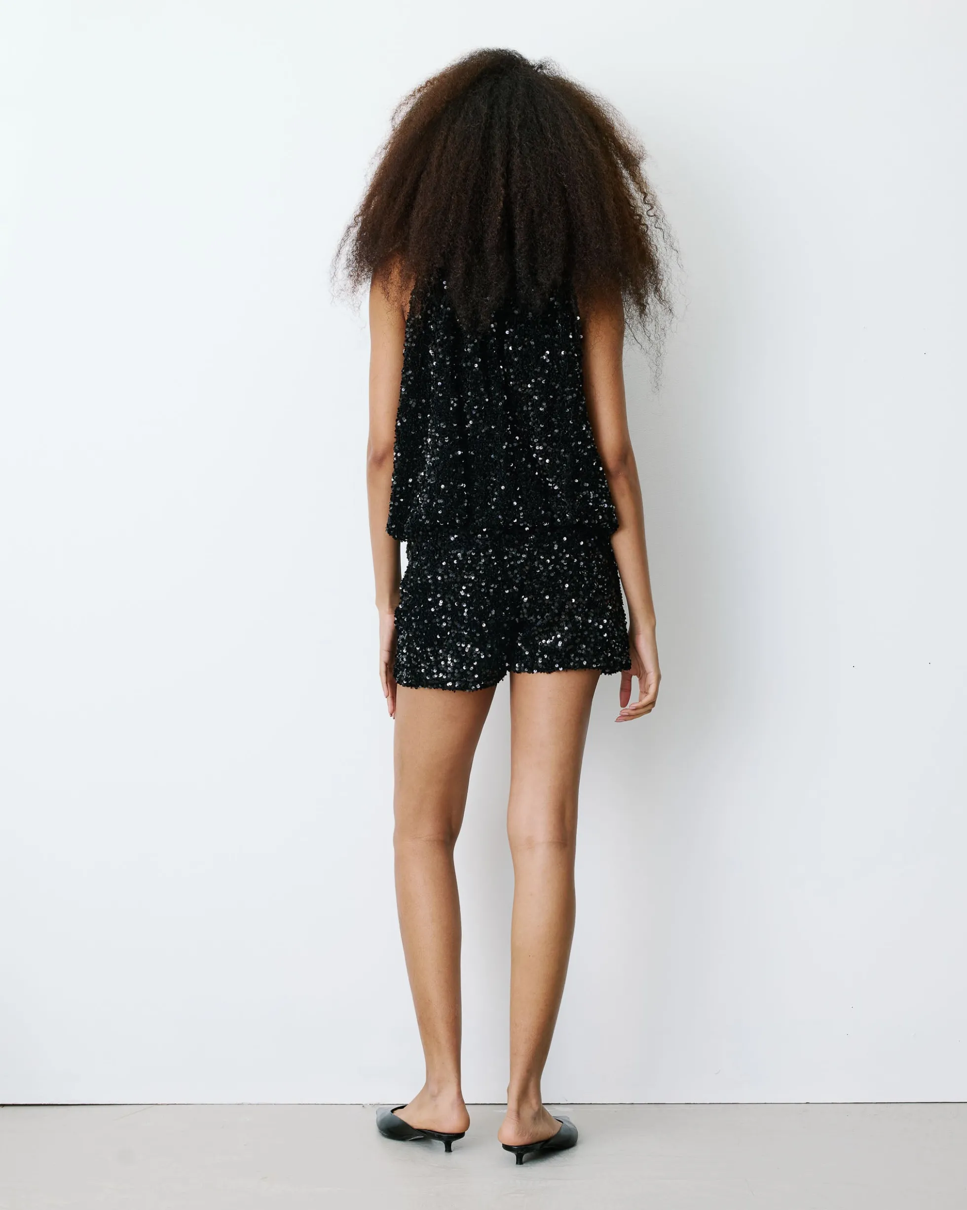 Short à sequins droit doublé noir Bowie