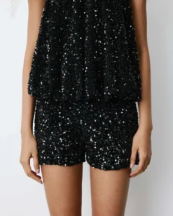 Short à sequins droit doublé noir Bowie