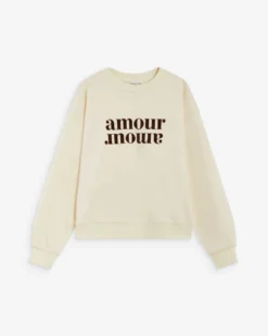 Sweat ample à message ecru Amery