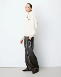 Sweat oversize col polo ouvert ecru Archibald