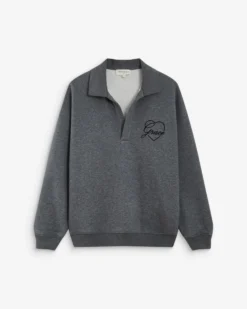 Sweat oversize col polo ouvert anthracite Archibald