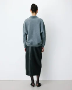 Sweat oversize col polo ouvert anthracite Archibald