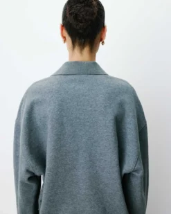 Sweat oversize col polo ouvert anthracite Archibald