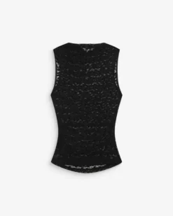 Top ajusté sans manches en dentelle noir Avila