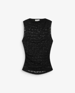 Top ajusté sans manches en dentelle noir Avila