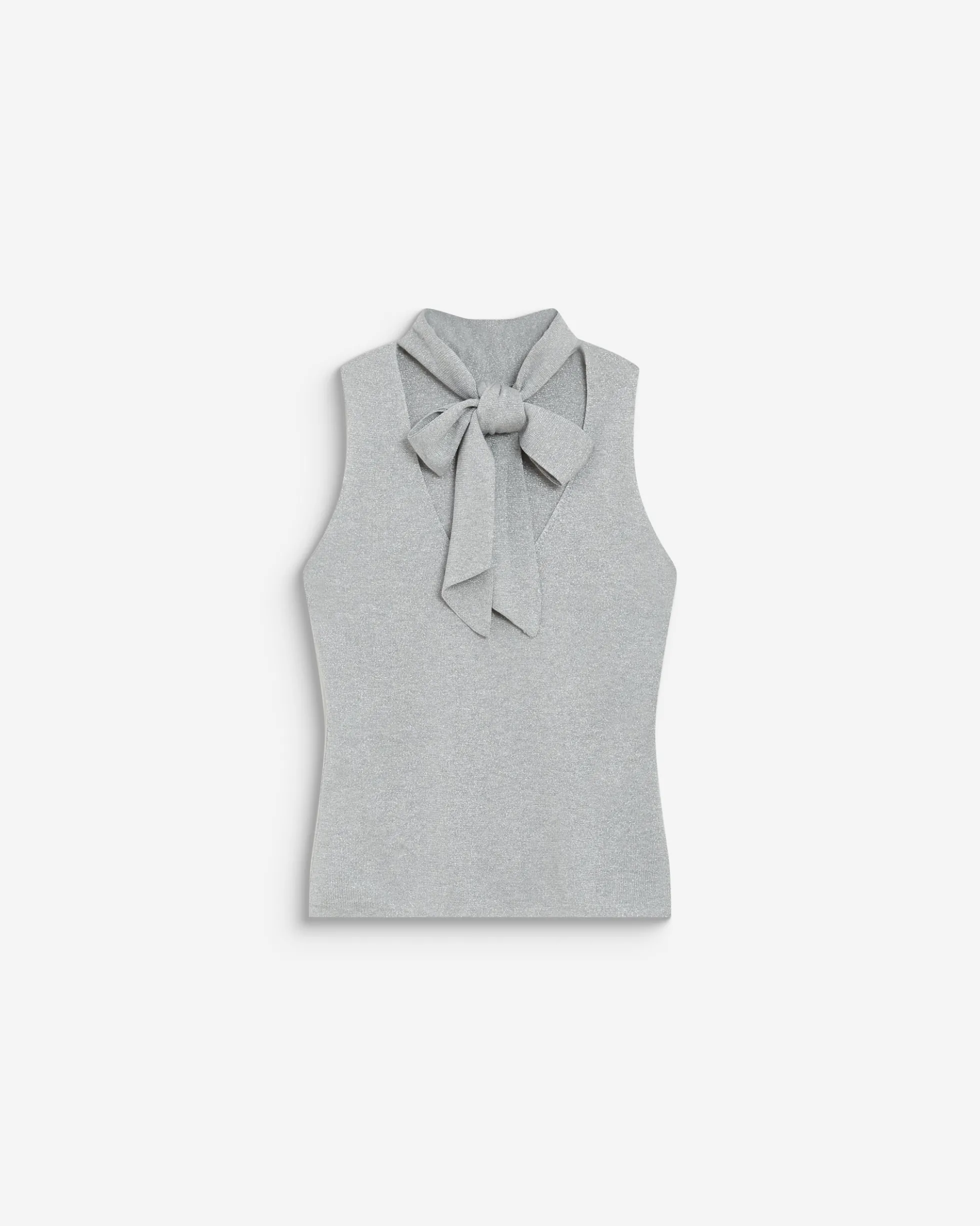 Top col montant en maille lurex sans manches silver Bailey