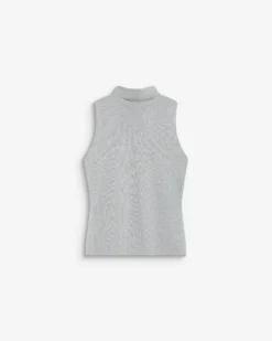 Top col montant en maille lurex sans manches silver Bailey