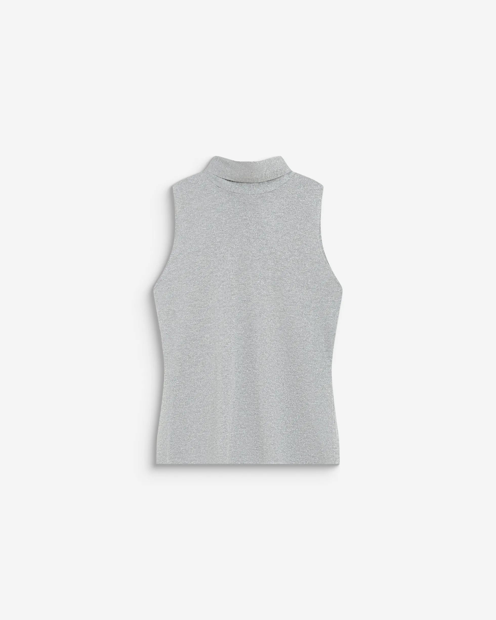 Top col montant en maille lurex sans manches silver Bailey