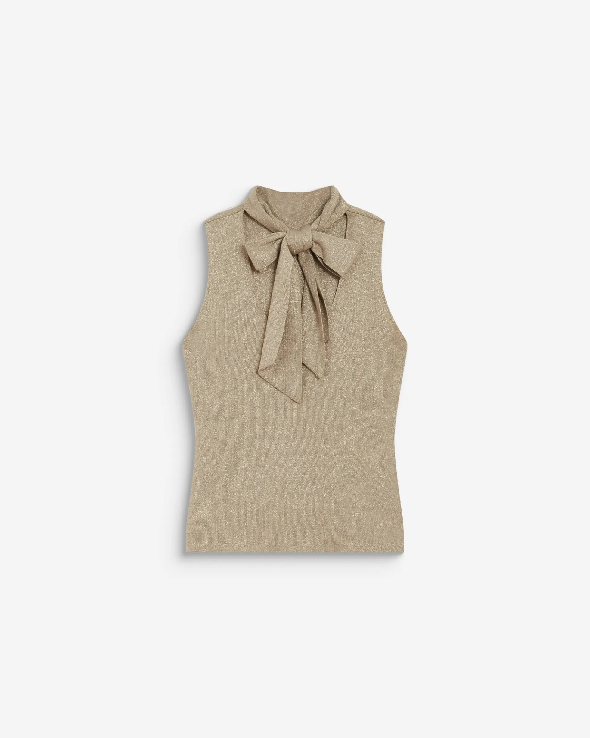 Top col montant en maille lurex sans manches gold Bailey