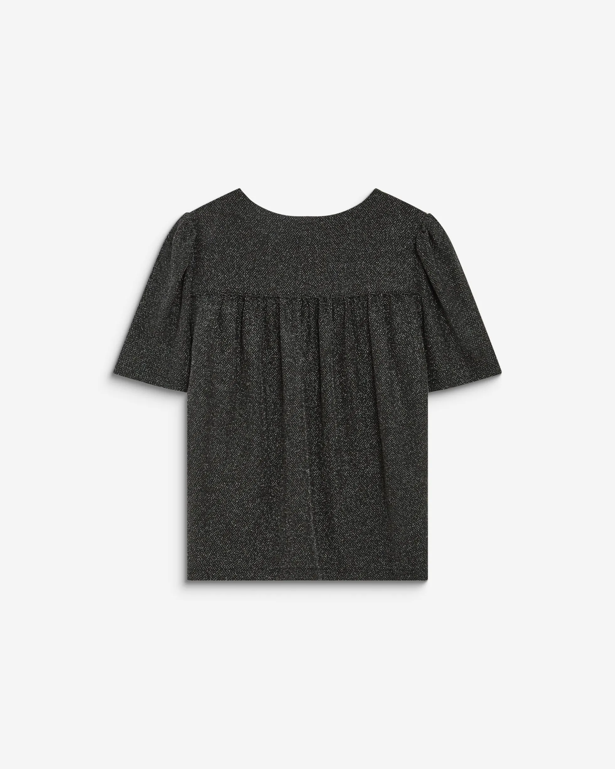 Top col V en jersey lurex manches courtes silver Basilic