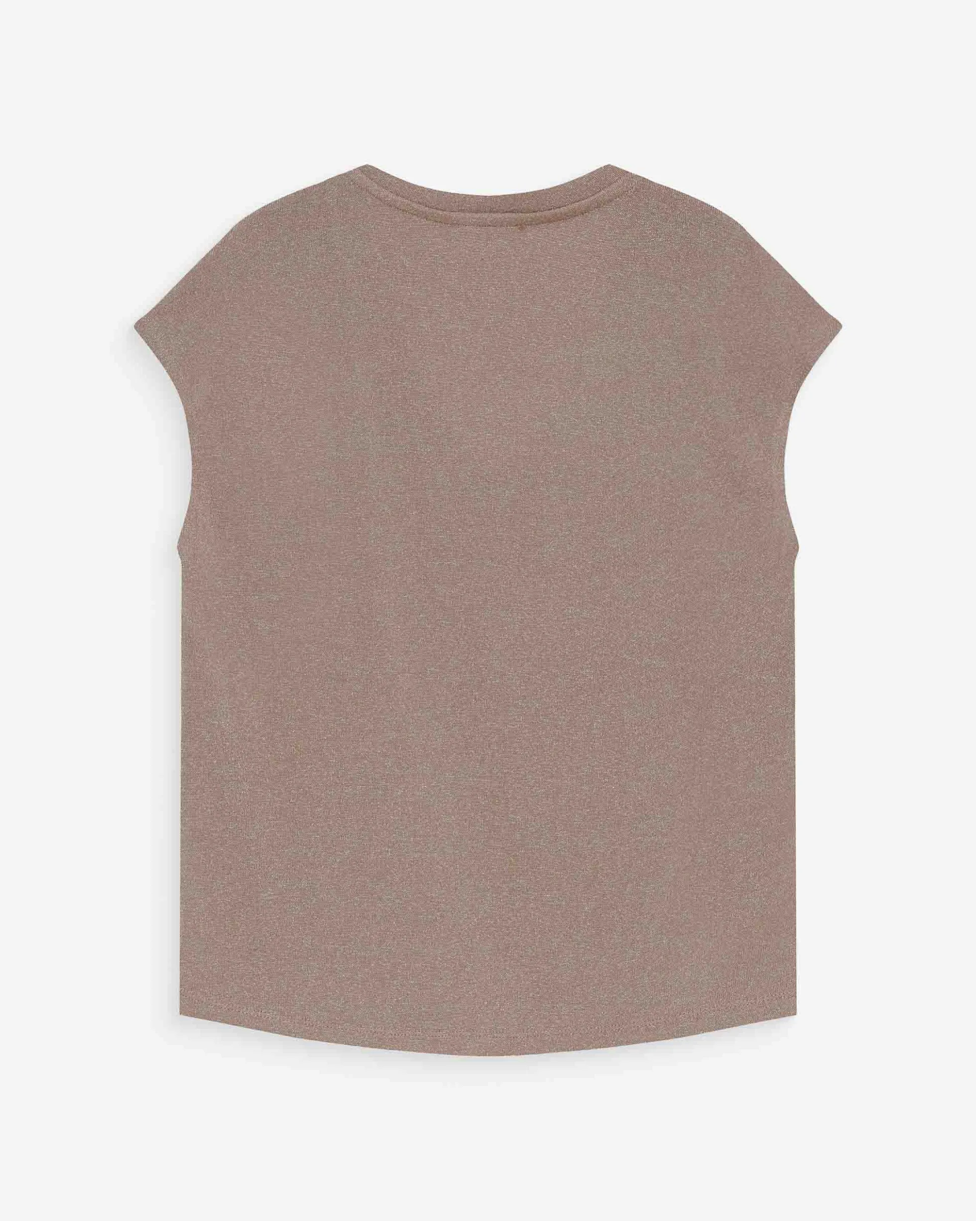 Top col V manches courtes en lurex grege Valsons
