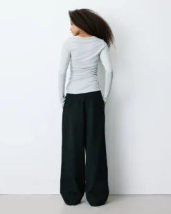Top drapé ajusté en lurex manches longues silver Beaumont