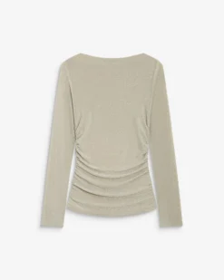 Top drapé ajusté en lurex manches longues gold Beaumont