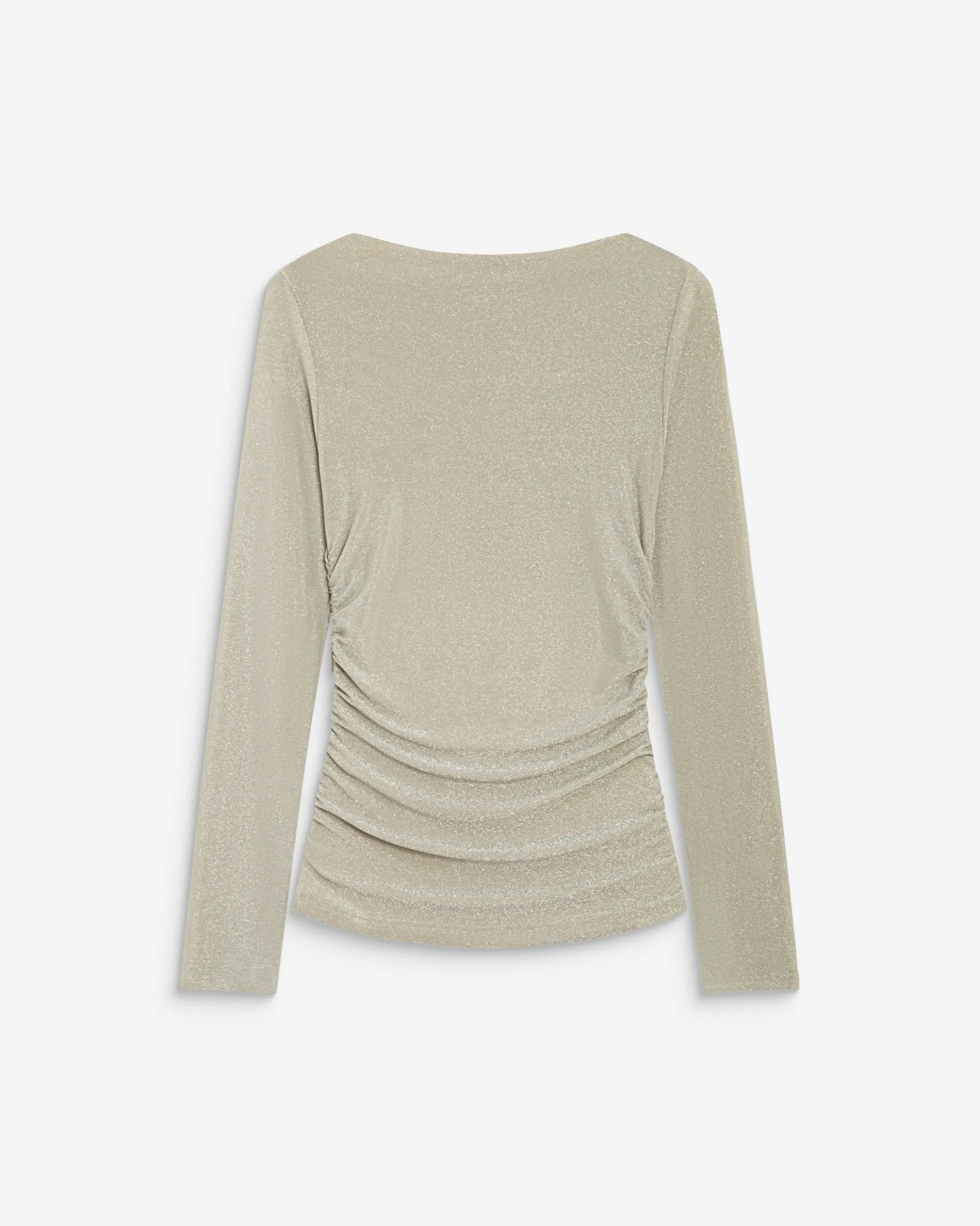 Top drapé ajusté en lurex manches longues gold Beaumont
