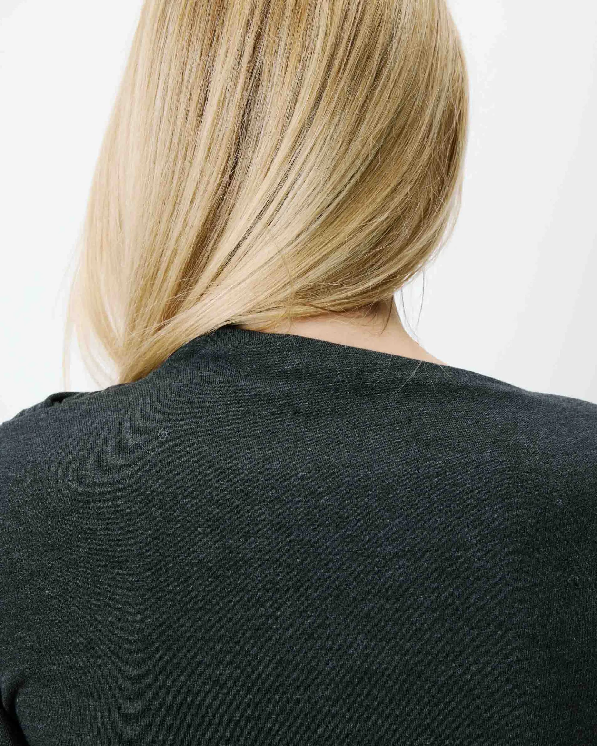 Top drapé asymétrique manches longues anthracite Aurygny