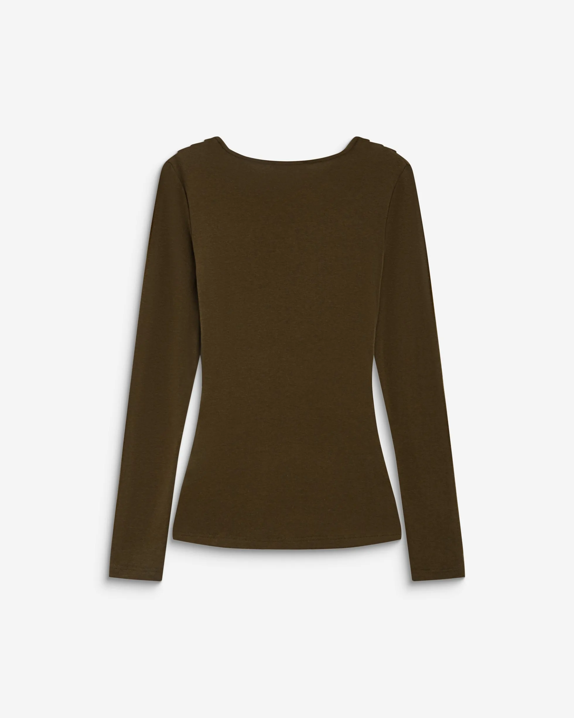 Top drapé manches longues col bénitier olive Biscotte