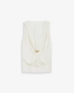 Top drapé sans manches à boucle dorée au dos ecru Bunny