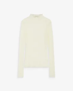 Top en dentelle ajusté manches longues ecru Blake