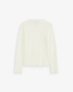 Top en dentelle transparente manches longues ecru Aube