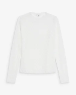Top en dentelle transparent manches longues ivoire Valmy