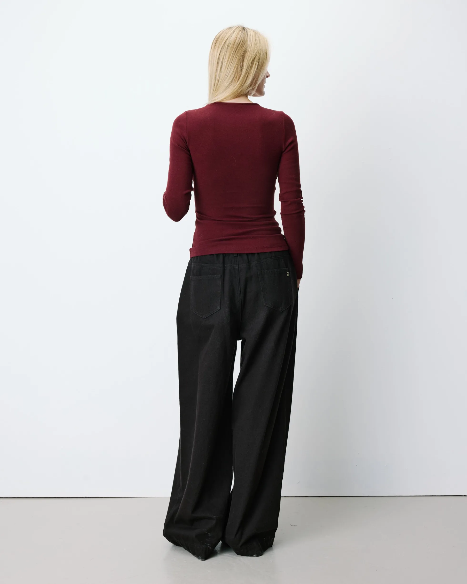 Top froncé col V croisé manches longues cherry Azul