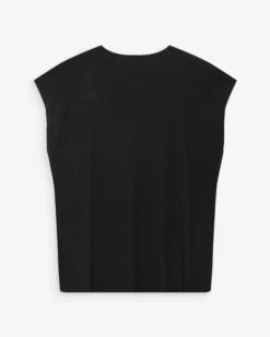 Top large en lurex col V noir Vaporo