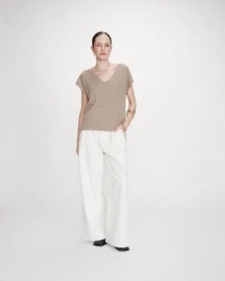 Top large en lurex col V or Vaporo