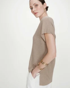 Top large en lurex col V or Vaporo