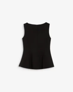 Top peplum sans manches col rond noir Argent