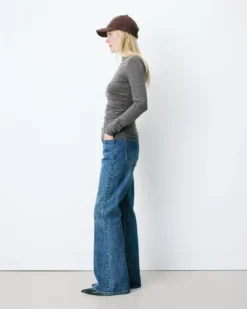 Top rayé taille froncée manches longues anthracite Aralee