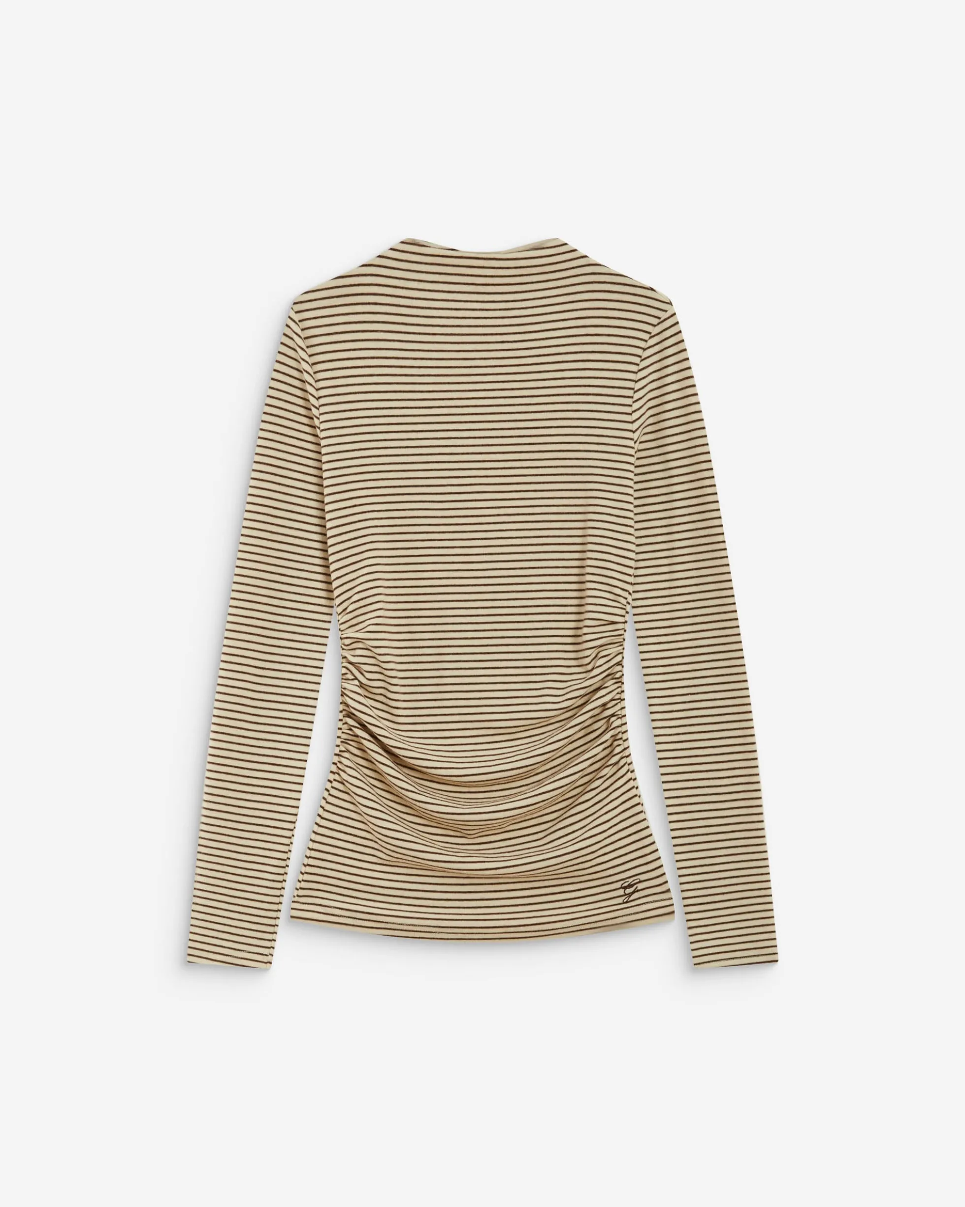 Top rayé taille froncée manches longues sable Aralee