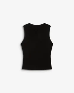 Top velours col V croisé sans manches noir Blitz