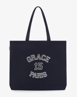 Tote bag en toile à logo imprimé marine Bright