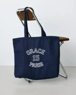 Tote bag en toile à logo imprimé marine Bright