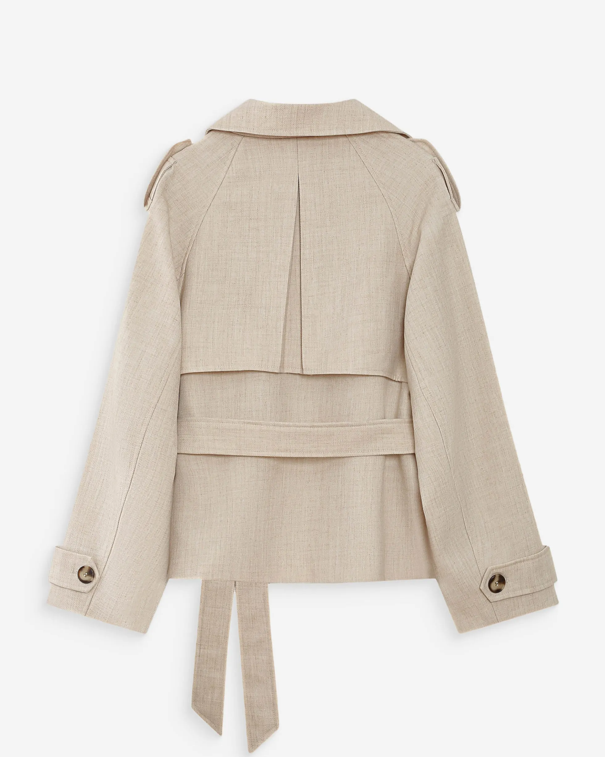 Trench-coat court ceinturé col à revers sable Vogue