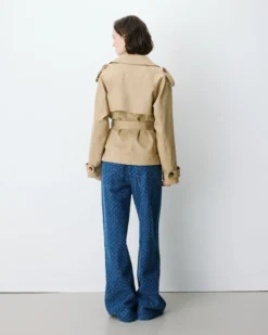 Trench court en suédine à ceinture coffee Ashley