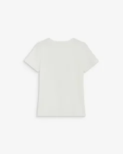 T-shirt ajusté en coton à message velours ivoire Bubble