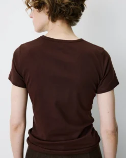 T-shirt ajusté en coton à message velours chocolat Bubble