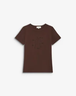 T-shirt ajusté en coton à message velours chocolat Bubble