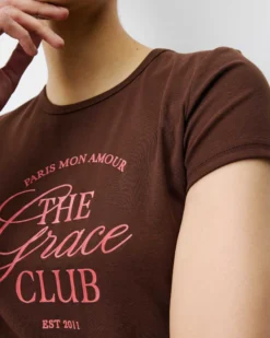 T-shirt col rond à message chocolat Amoris
