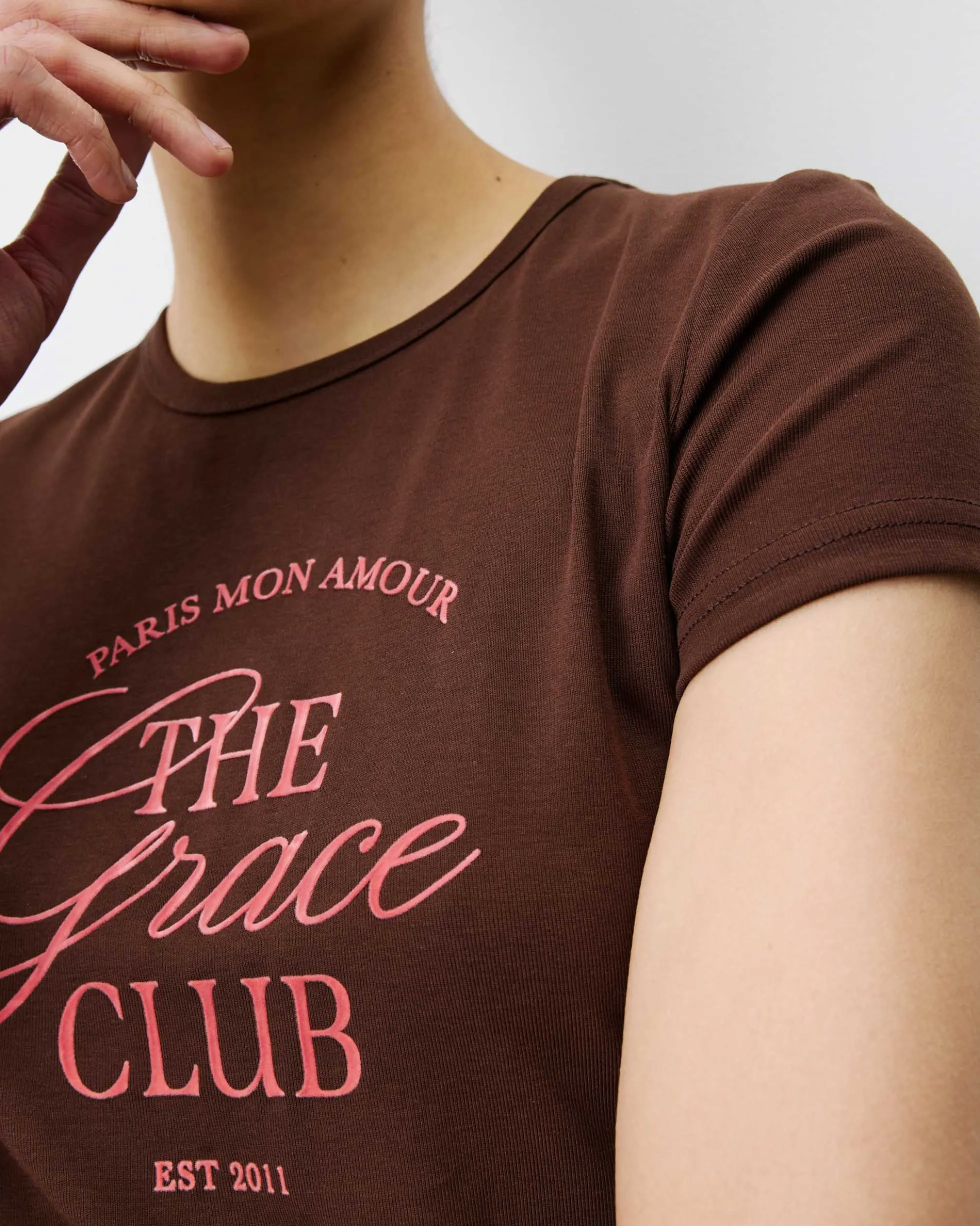 T-shirt col rond à message chocolat Amoris