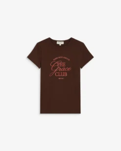 T-shirt col rond à message chocolat Amoris