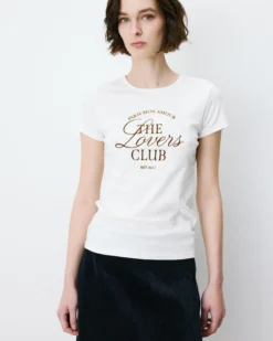 T-shirt col rond à message ivoire Amoris