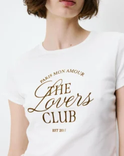 T-shirt col rond à message ivoire Amoris