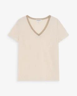 T-shirt col V manches courtes amande Vasco
