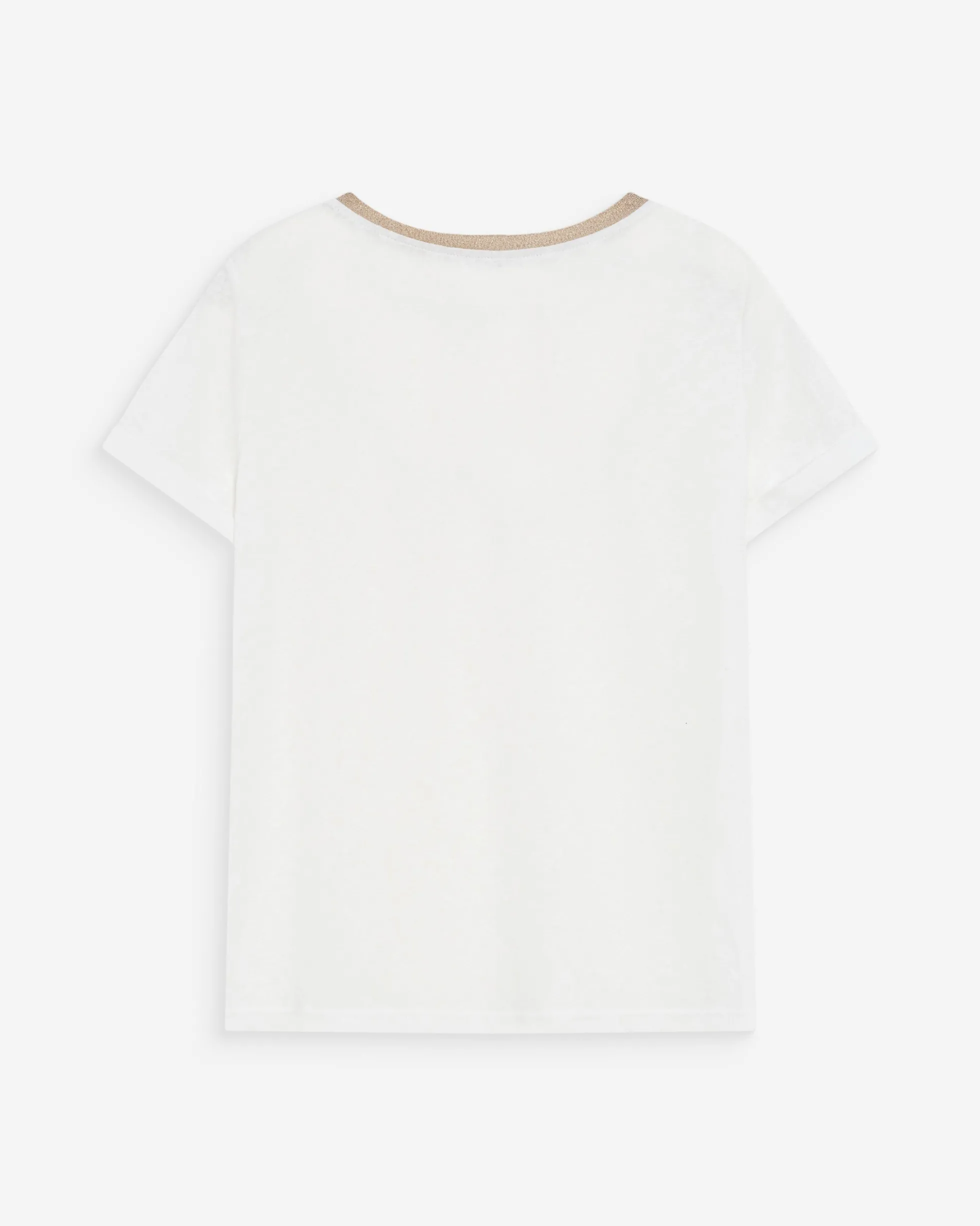 T-shirt col V manches courtes ivoire Vasco